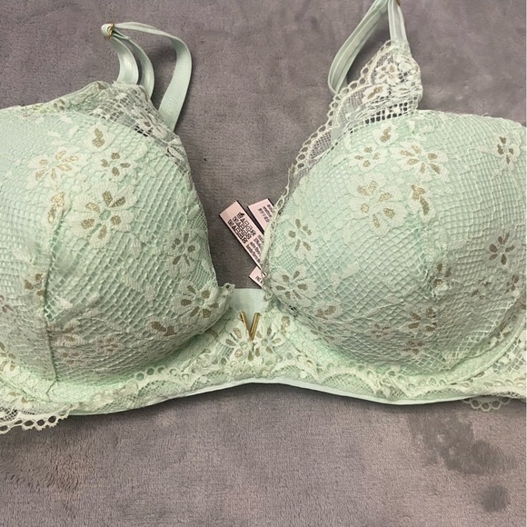 New! Victoria’s Secret Green Lace Lightly Lined Plunge Half Pad Bra 10266 - Picture 4 of 8